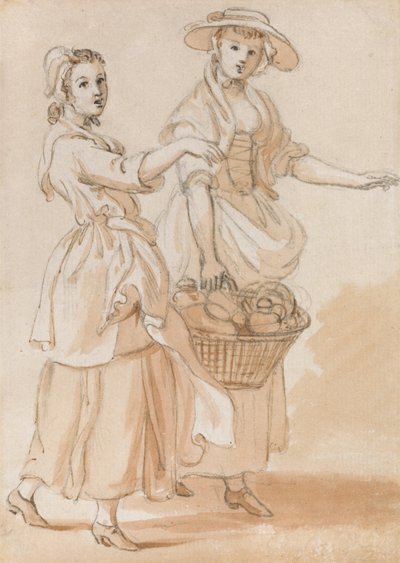 Due ragazze che portano un cesto da Paul Sandby